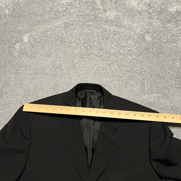 Canali Blazer Sport Coat Mens 50 US 40 Made In Italy 3 Buttons Jacket Black Wool - Picture 6 of 12